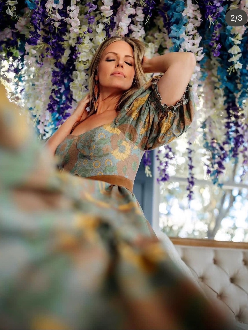 Selkie Citrus Trip Ritz Gown Puff-Sleeve Vintage Inspired Floral Maxi Dress - Picture 13 of 14